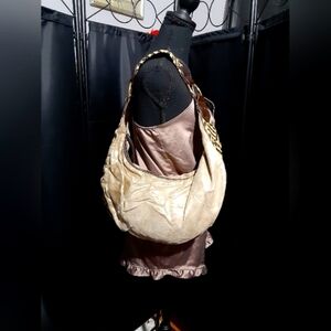 Bisou Bisou Styllish Tan Cream and Brown Women's Handvag Boho Zip Closure